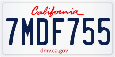 CA license plate 7MDF755