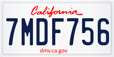 CA license plate 7MDF756