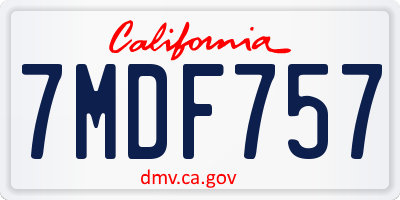 CA license plate 7MDF757