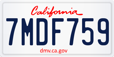 CA license plate 7MDF759