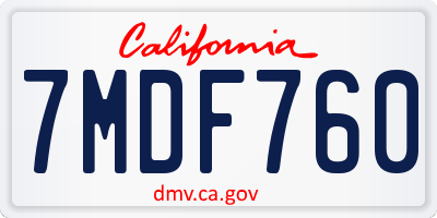CA license plate 7MDF760