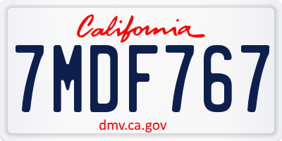 CA license plate 7MDF767