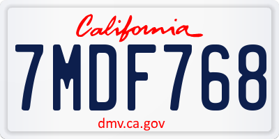 CA license plate 7MDF768