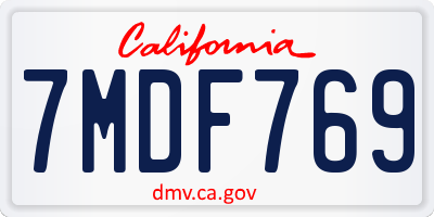 CA license plate 7MDF769