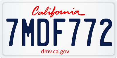 CA license plate 7MDF772
