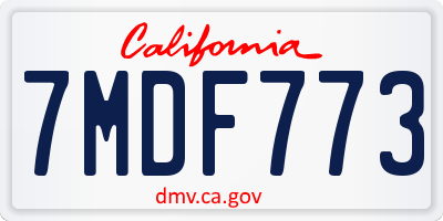 CA license plate 7MDF773