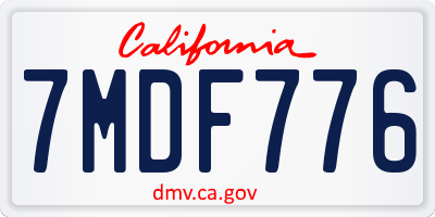CA license plate 7MDF776