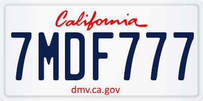 CA license plate 7MDF777