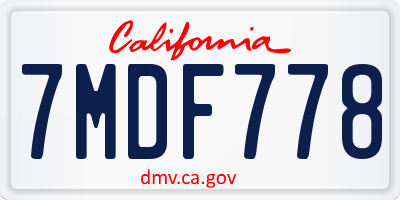 CA license plate 7MDF778