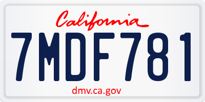 CA license plate 7MDF781