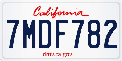 CA license plate 7MDF782