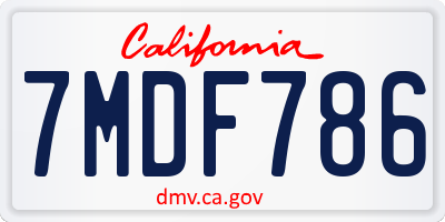 CA license plate 7MDF786
