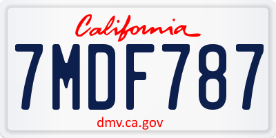 CA license plate 7MDF787