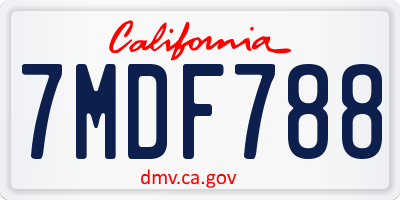 CA license plate 7MDF788