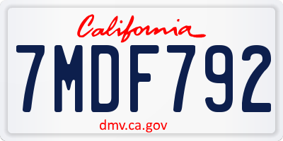 CA license plate 7MDF792