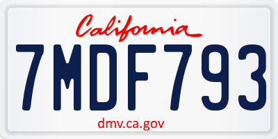 CA license plate 7MDF793