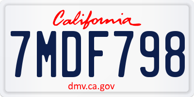 CA license plate 7MDF798