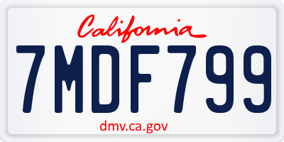 CA license plate 7MDF799