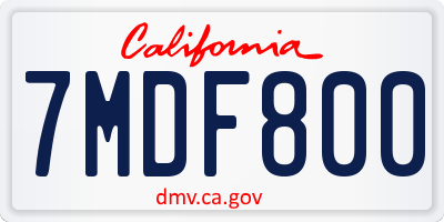CA license plate 7MDF800