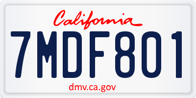 CA license plate 7MDF801