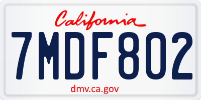 CA license plate 7MDF802