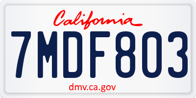 CA license plate 7MDF803