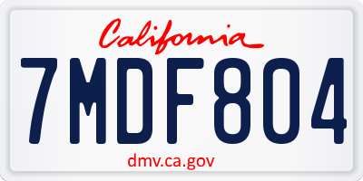 CA license plate 7MDF804