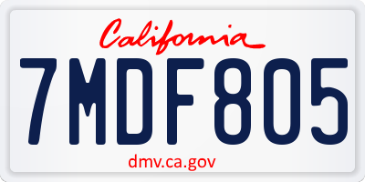 CA license plate 7MDF805