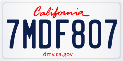 CA license plate 7MDF807