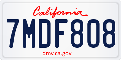 CA license plate 7MDF808