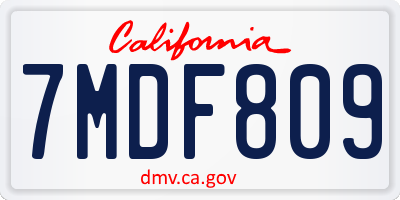 CA license plate 7MDF809