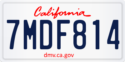 CA license plate 7MDF814