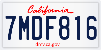 CA license plate 7MDF816