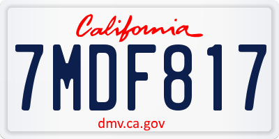 CA license plate 7MDF817
