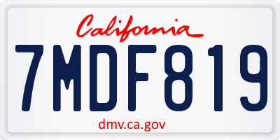 CA license plate 7MDF819