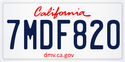 CA license plate 7MDF820