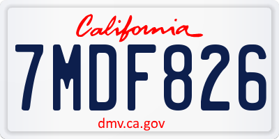 CA license plate 7MDF826