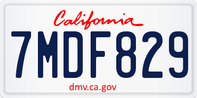 CA license plate 7MDF829