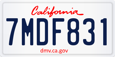 CA license plate 7MDF831