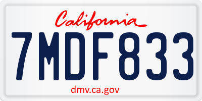 CA license plate 7MDF833