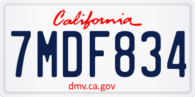 CA license plate 7MDF834