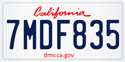 CA license plate 7MDF835