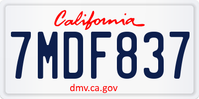 CA license plate 7MDF837