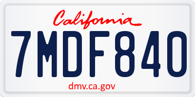CA license plate 7MDF840