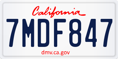 CA license plate 7MDF847