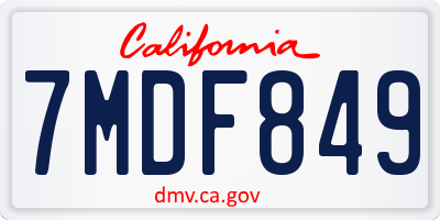 CA license plate 7MDF849