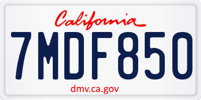 CA license plate 7MDF850
