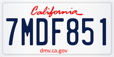 CA license plate 7MDF851