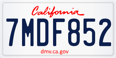 CA license plate 7MDF852