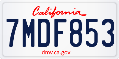 CA license plate 7MDF853